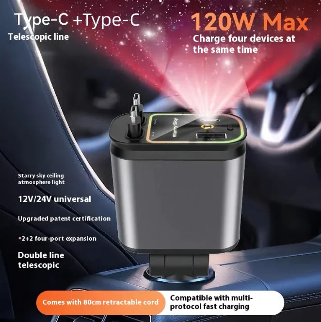 Cargador de Coche Portátil 4 en 1 de 120W