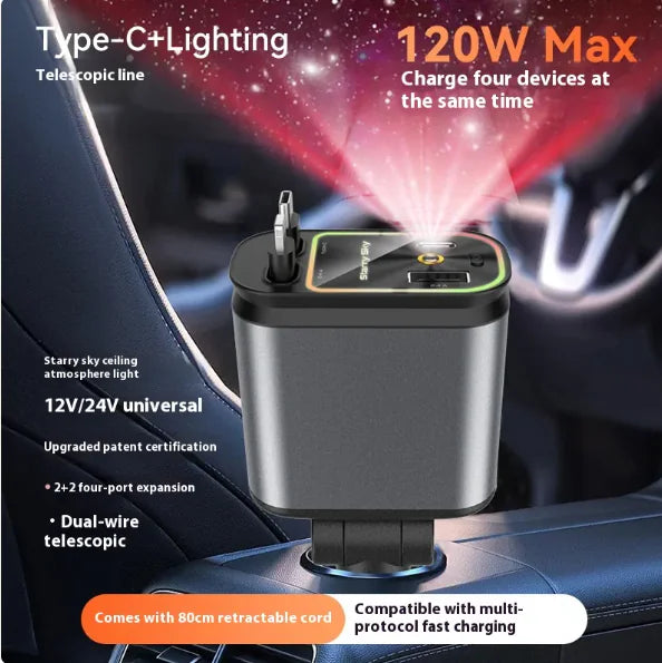 Cargador de Coche Portátil 4 en 1 de 120W