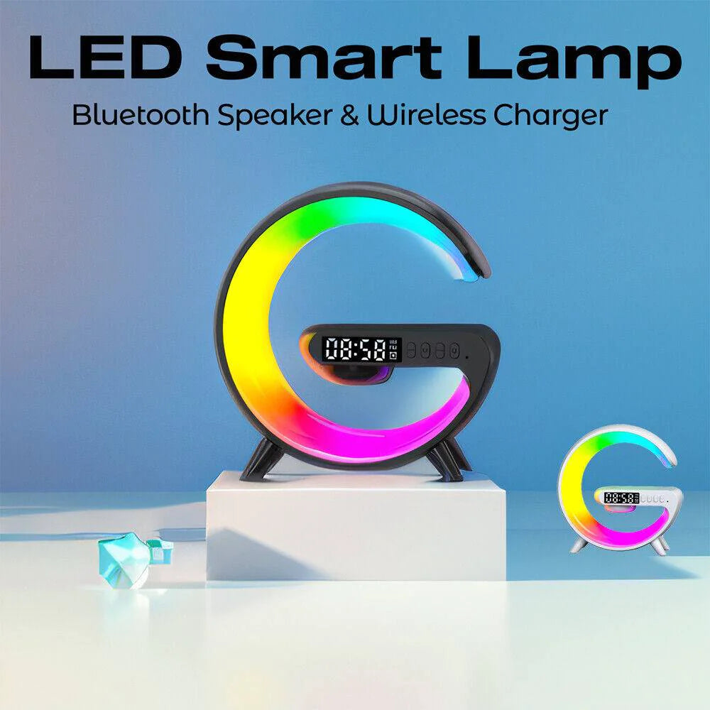 Smart G Lámpara Inteligente en Forma de G con Altavoz Bluetooth y Carga Inalámbrica