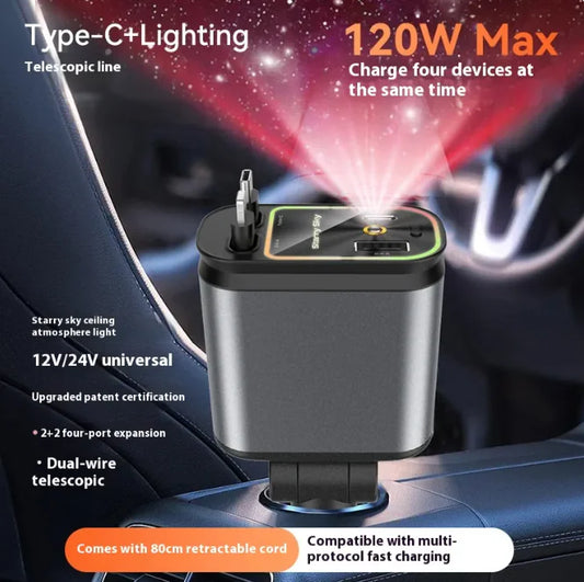 Cargador de Coche Portátil 4 en 1 de 120W