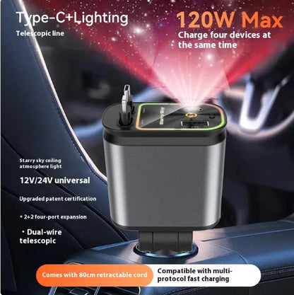 Cargador de Coche Portátil 4 en 1 de 120W